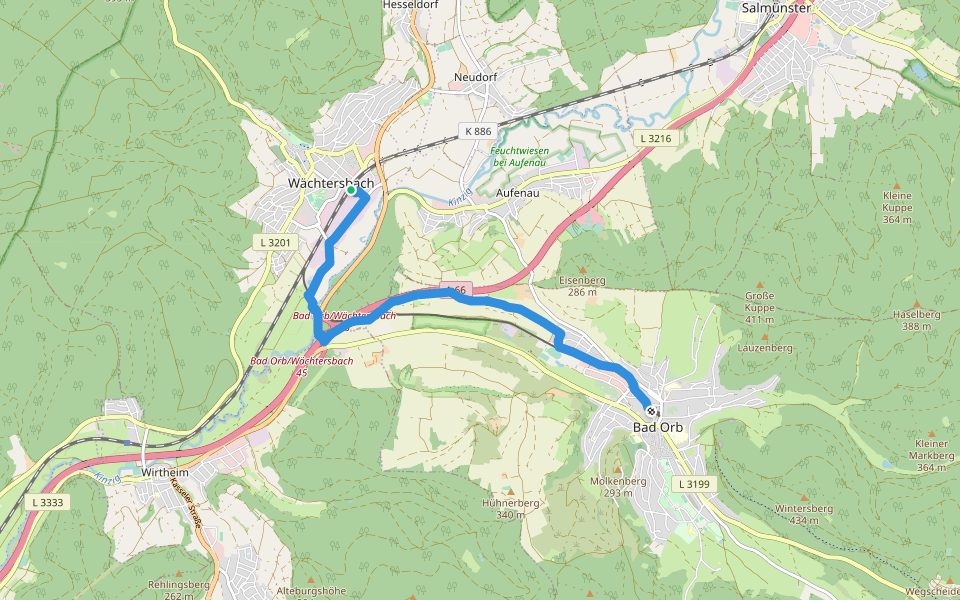 Spessartbogen Zubringer Wächtersbach - Bad Orb 2 walking route map in Wächtersbach