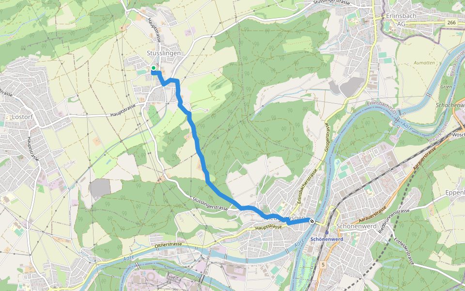 Niedergösgen - Stüsslingen walking route map in Stüsslingen