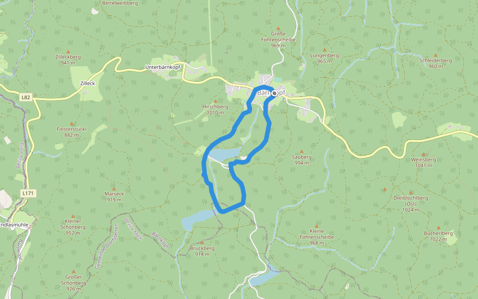 Schwemmweg walking route map in Bärnkopf