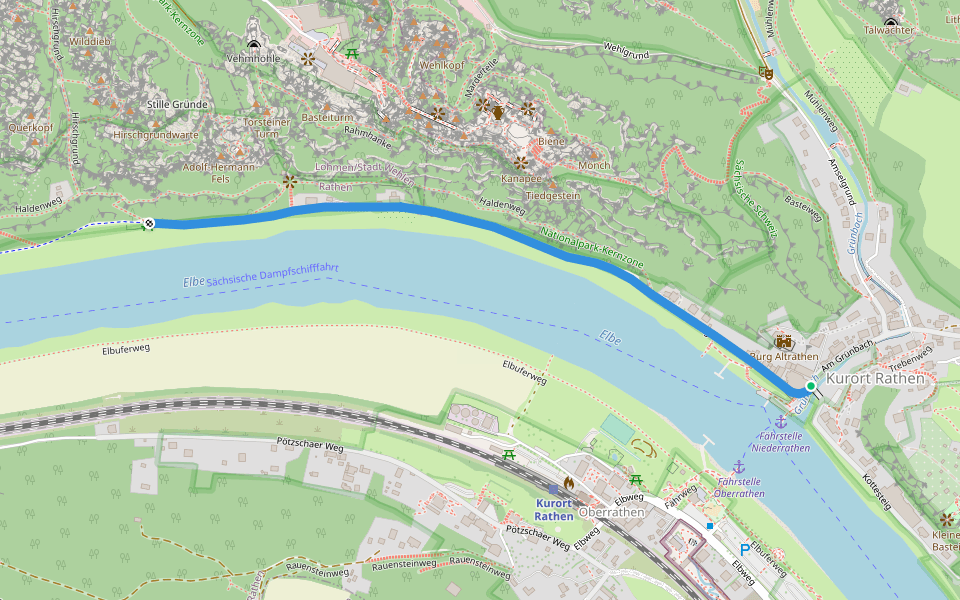Elbpromenade walking route map in Rathen