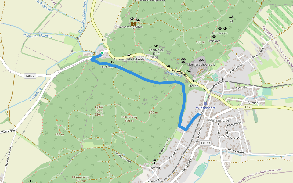 Winzendorf - Gasthof Teichmühle walking route map in Emmerberg