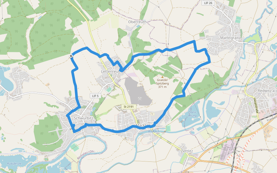 Spitzbergrundweg walking route map in Michelau in Oberfranken