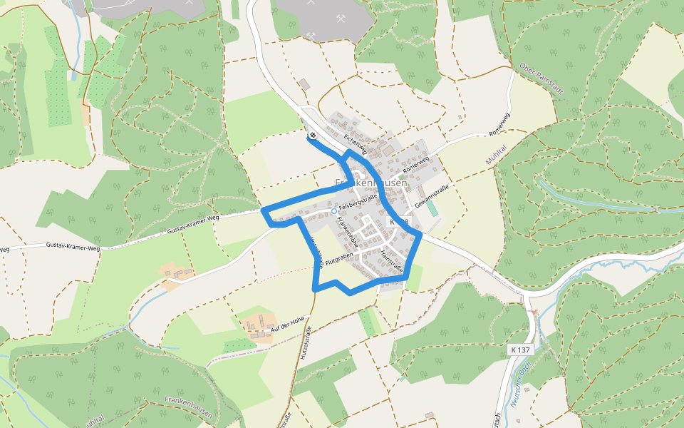 Parkplatzrundweg 3 walking route map in Mühltal