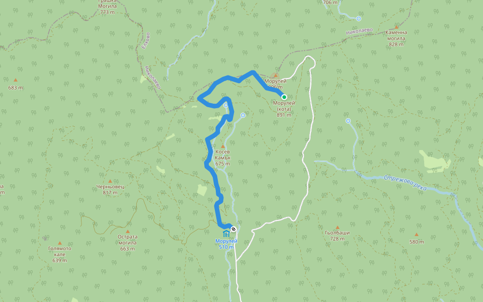 х. Морулей - вр. Морулей walking route map in Elhovo