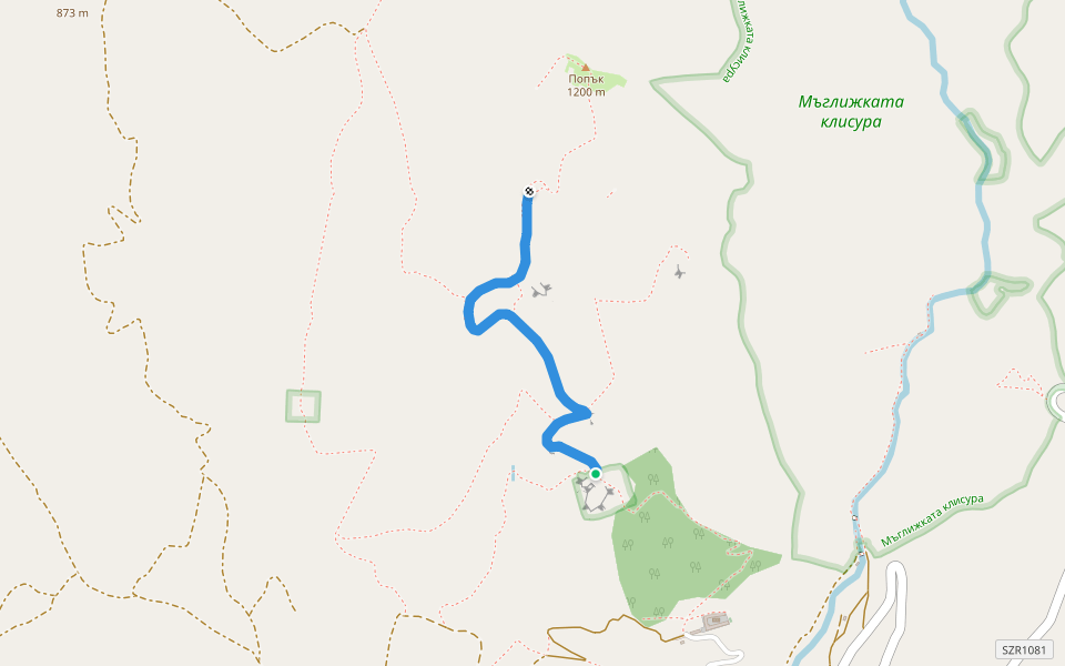 Винишки камък - вр. Попък walking route map in Maglizh