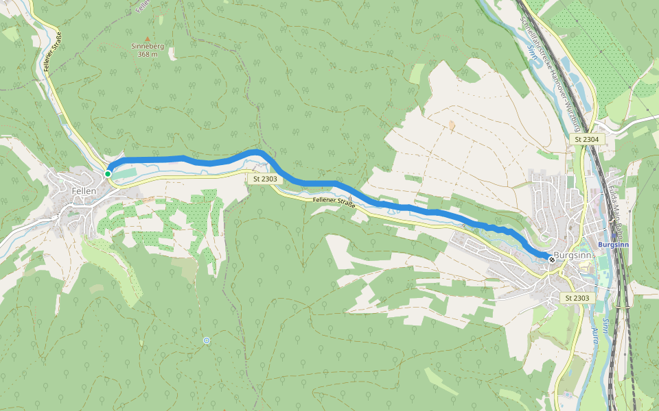 Ortswanderweg Burgsinn 1 walking route map in Fellen