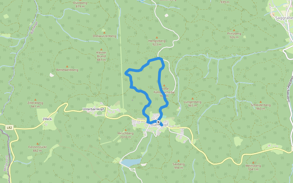 Schülersteig walking route map in Bärnkopf