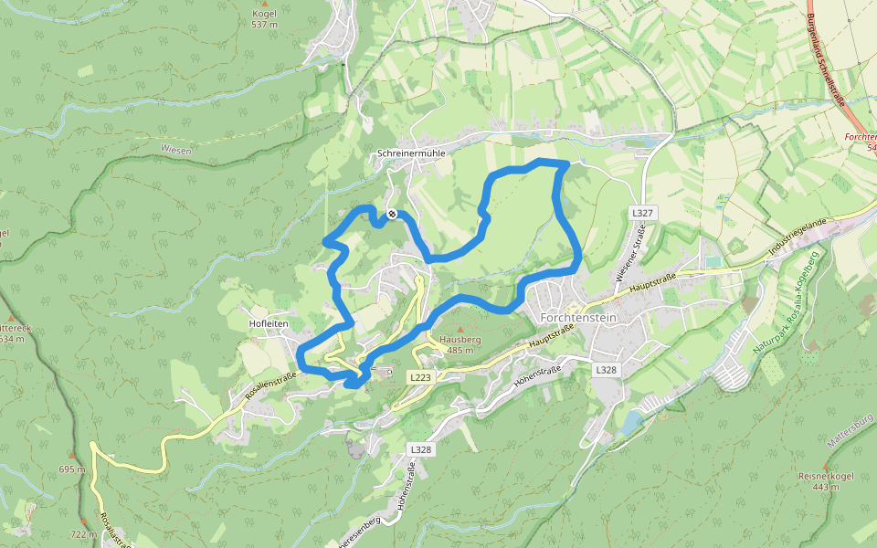 Kastanienstrecke (Start: Forchtenstein GH Schreiner) walking route map in Forchtenstein