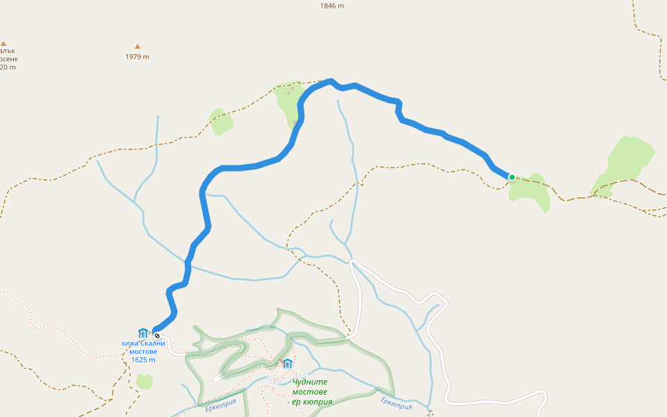 х. Скални Мостове - х. Кабата walking route map in Orehovo