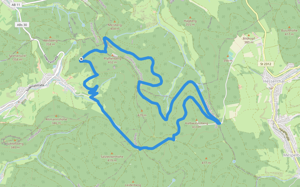 Schwarzer Keiler, Rundwanderweg Soden Wanderheim walking route map in Sulzbach am Main