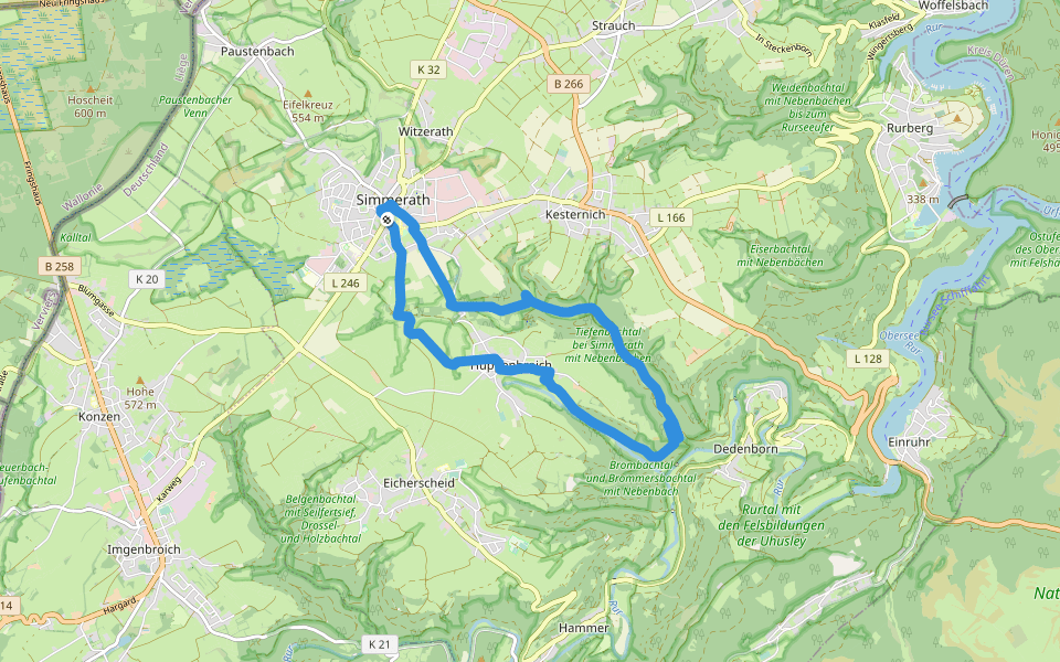 Tiefenbachtal walking route map in Simmerath