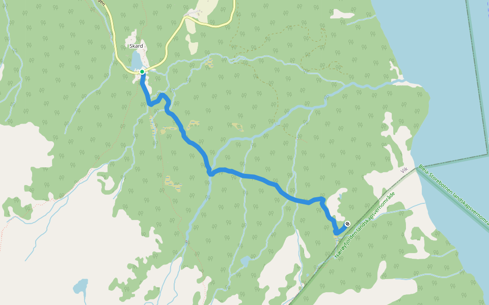Skard-Trollsgjelholten walking route map in Breidli