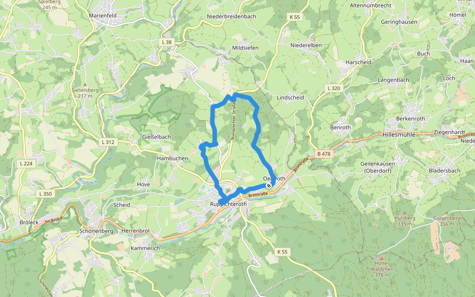 Ruppichteroth Rundweg walking route map in Ruppichteroth