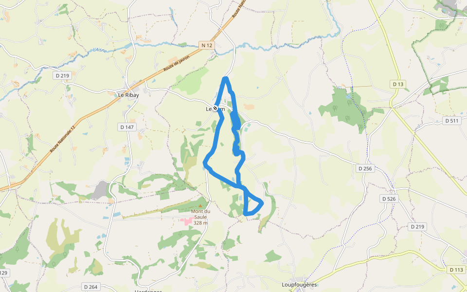 Sentier de Bazeilles walking route map in Le Ham