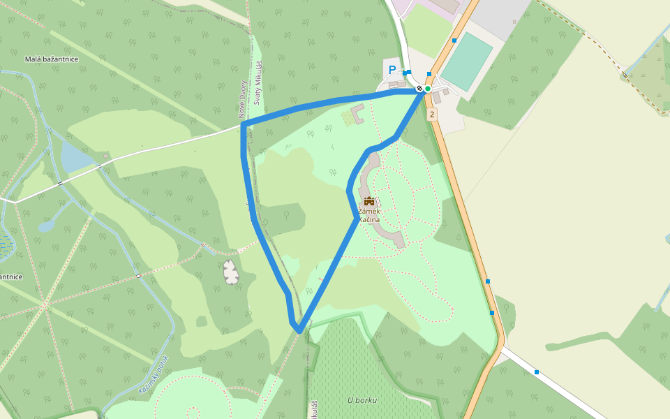 NS Kačinským zámeckým parkem walking route map in Svatý Mikuláš