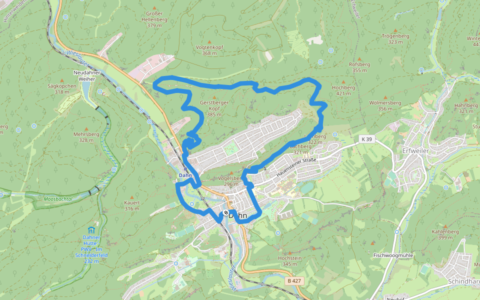 Elwetritscheweg walking route map in Dahn