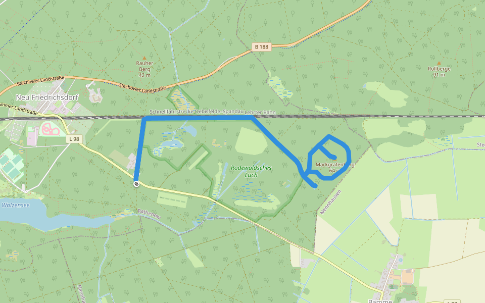 Markgrafenwanderweg walking route map in Rathenow