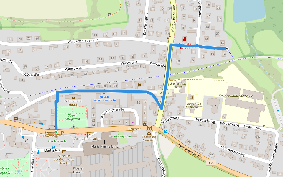 Klosterweg Ebrach - Koppenwind walking route map in Ebrach
