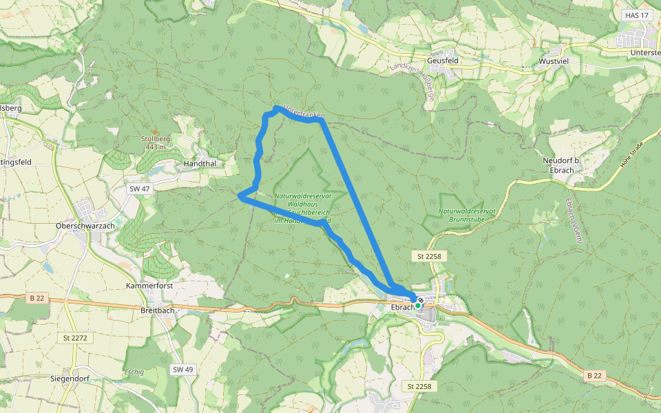 Rundweg "Steinernes Kreuz" walking route map in Ebrach