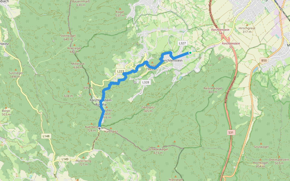 Reitsteigweg Forchtenstein ( Sportplatz - Burg Forchtenstein - Rosalia) walking route map in Forchtenstein