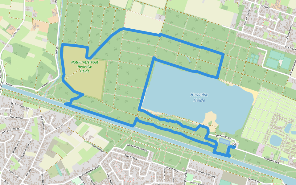 Heuvelse Heide Oranje bol walking route map in Lommel
