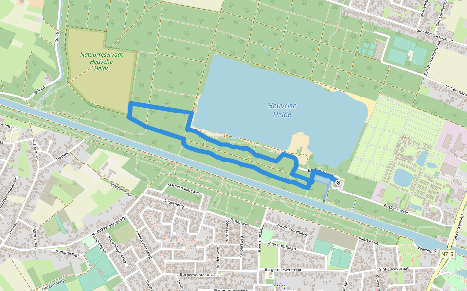 Heuvelse Heide Groene rechthoek walking route map in Lommel