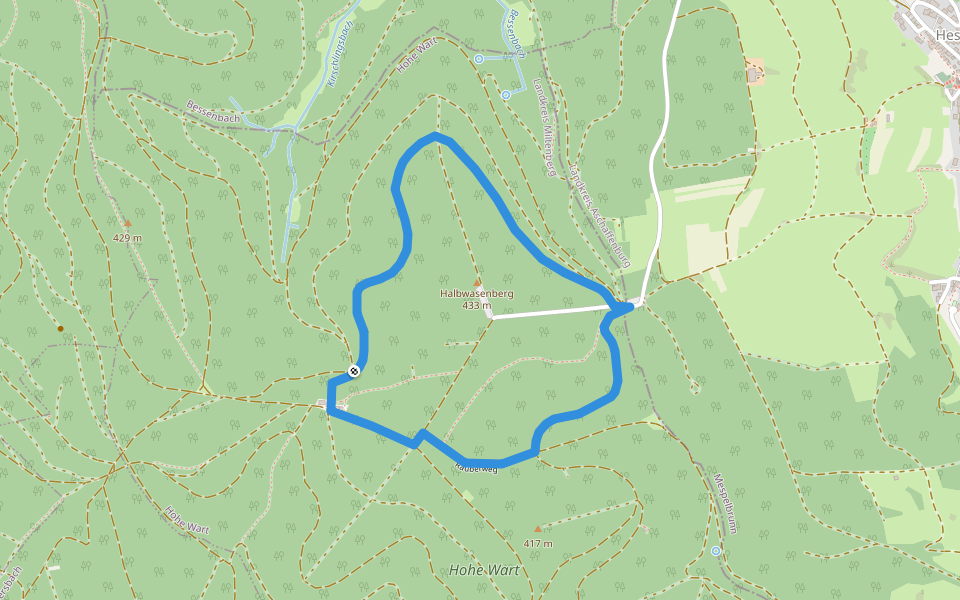 Blauer Pilz, Rundwanderweg Hessenthal Hohe Wart walking route map in Hohe Wart