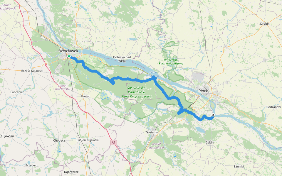 Szlak Główny Kotliny Płockiej walking route map in Włocławek