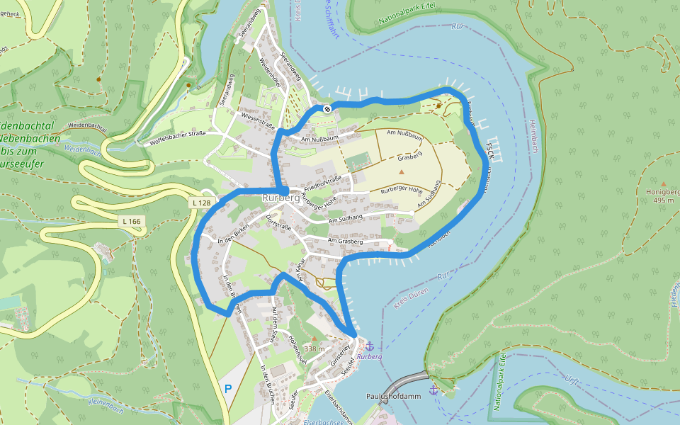 Dorfrundgang Rurberg walking route map in Simmerath