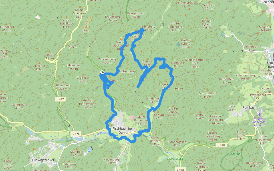 Brunnen- und Quellenweg walking route map in Fischbach bei Dahn