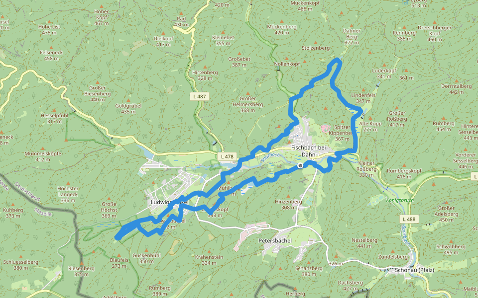 Wasgau SeenTour walking route map in Fischbach bei Dahn