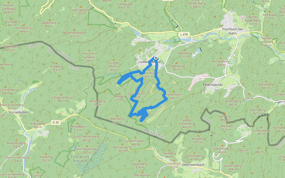 Rumberg-Steig walking route map in Ludwigswinkel