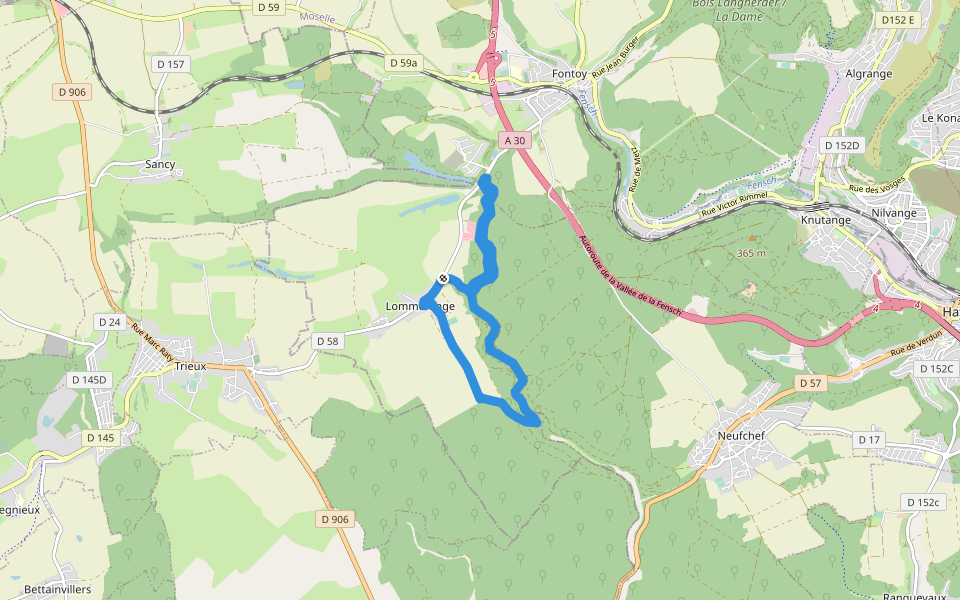 Boucle du Conroy walking route map in Lommerange