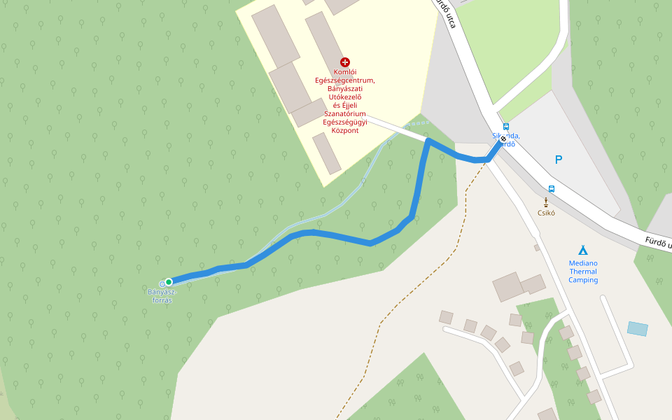Z● (Bányász-forrás) walking route map in Komló