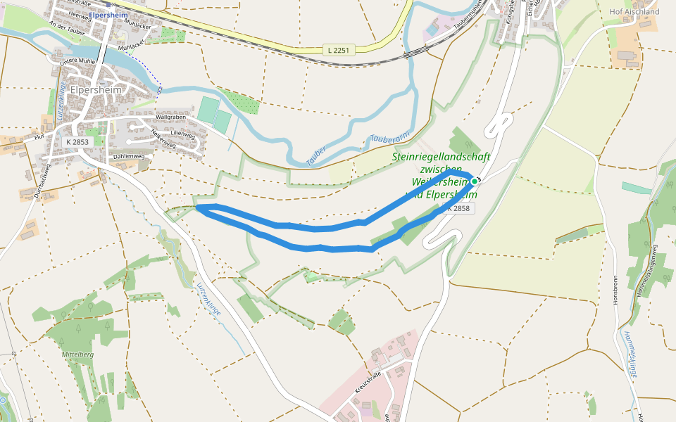 Mutzenhorn bei Weikersheim walking route map in Weikersheim