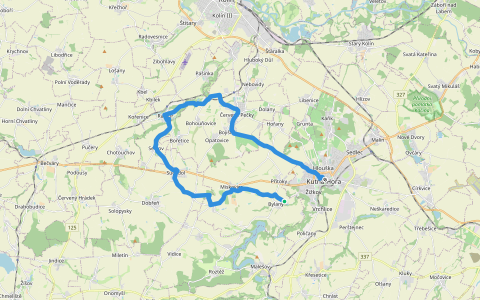 [Z] Kutná Hora - Bylany walking route map in Miskovice