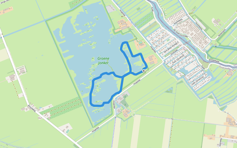 Groene Jonker walking route map in Zevenhoven