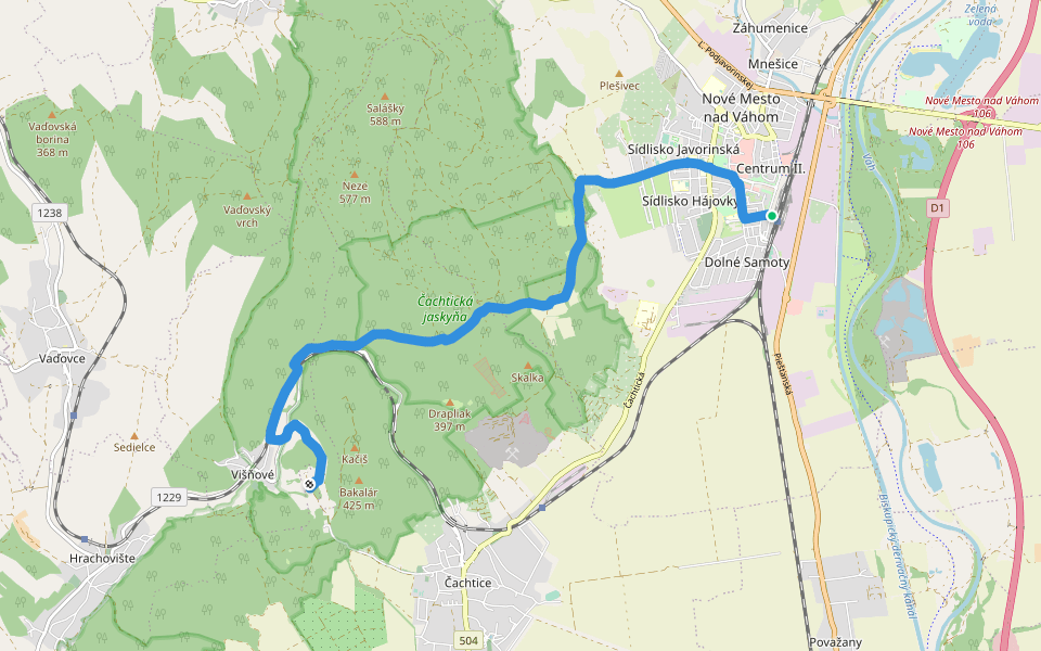 Chodník Rudolfa Drozda walking route map in Nové Mesto nad Váhom