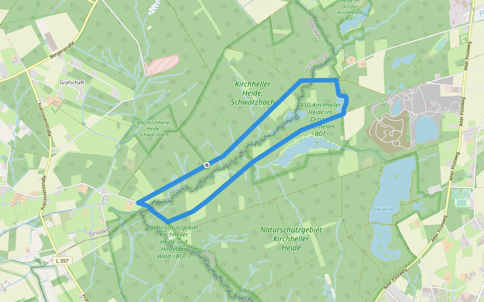 Schwarzbach Rundweg A3 walking route map in Dinslaken