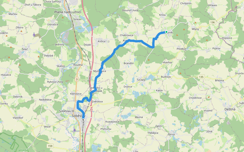 [M] Soběslav - Choustník walking route map in Choustník