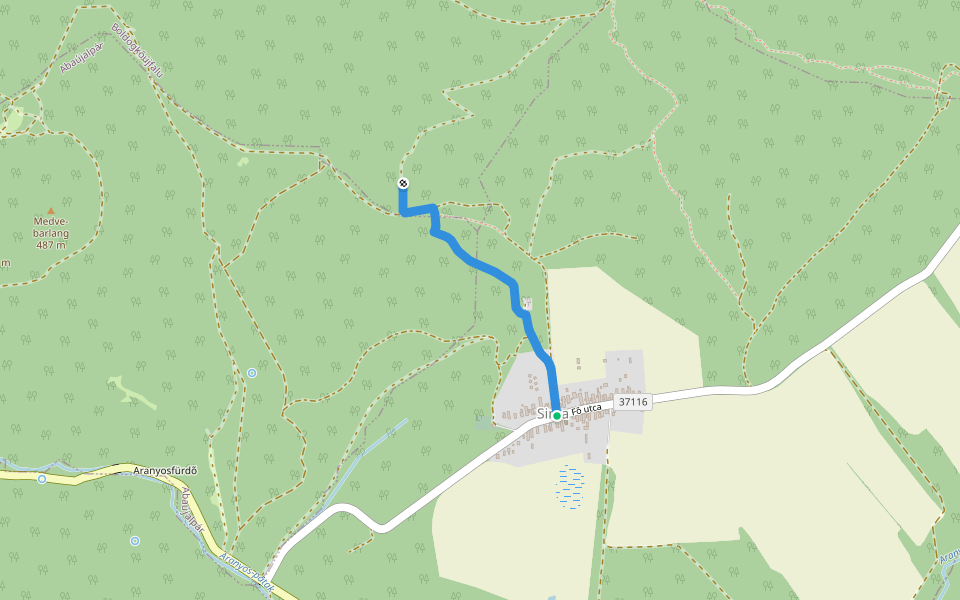 Z3 (Simai sziklák) walking route map in Sima