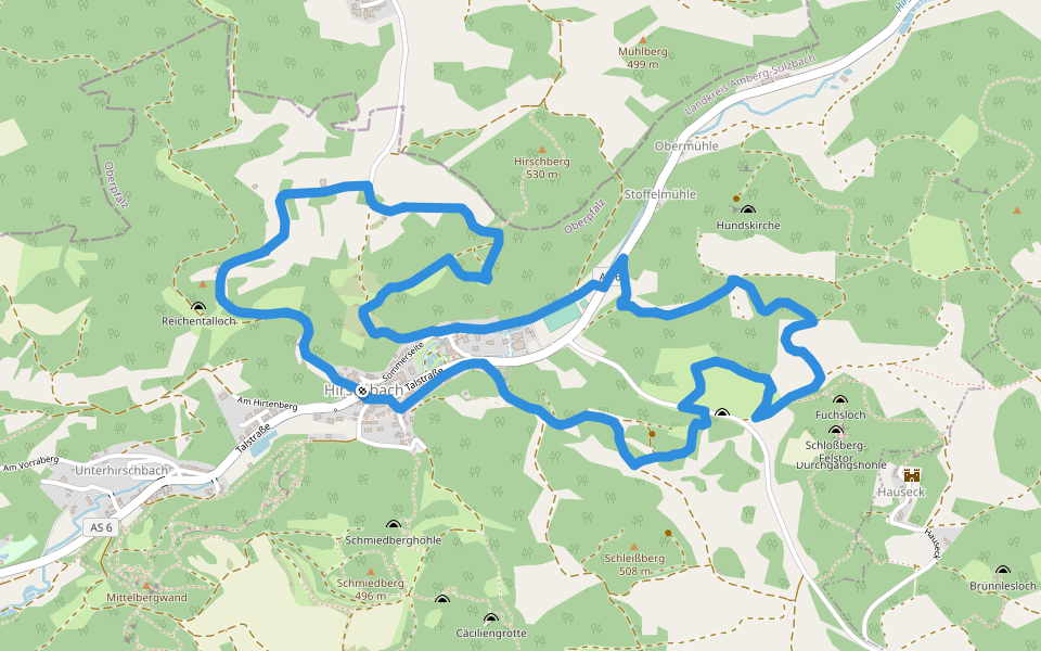 Hirschbacher Ziegenrundwanderweg walking route map in Hirschbach