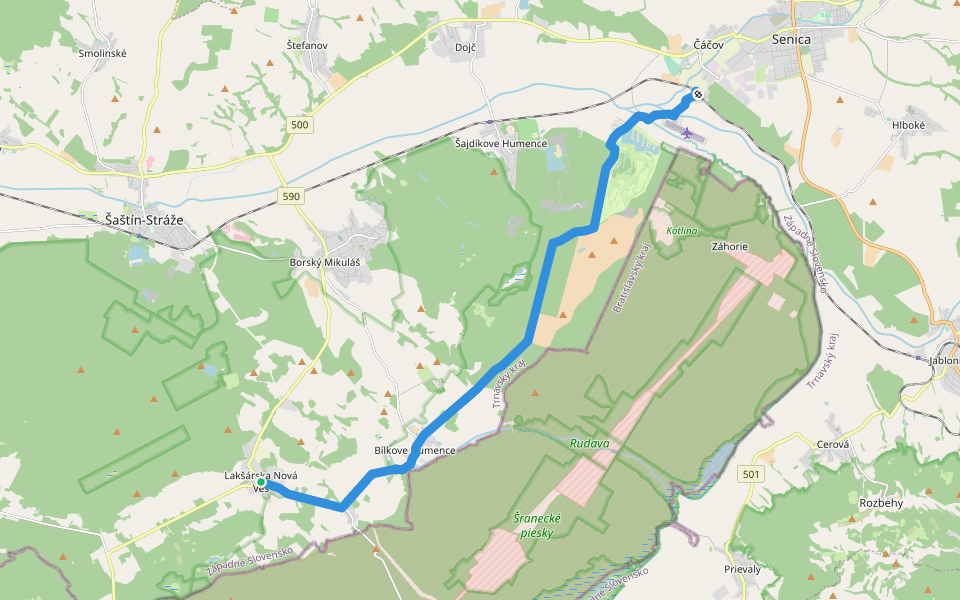 Záhorácka magistrála walking route map in Lakšárska Nová Ves