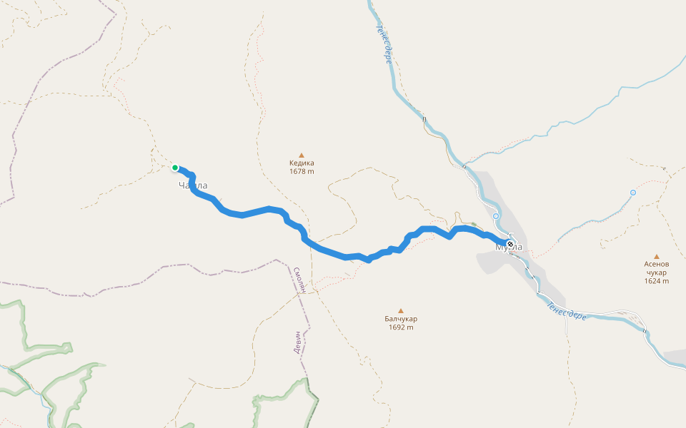 с. Мугла - гр. Доспат walking route map in Pamporovo