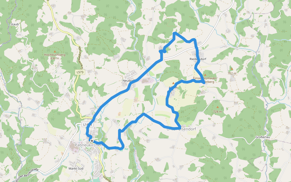 Drei-Dörfer-Rundweg walking route map in Pabneukirchen