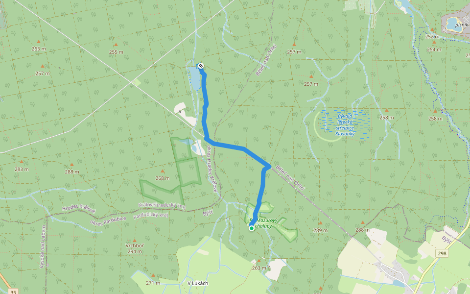 NS Pohádková stezka walking route map in Býšť