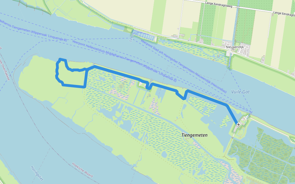 Blauwe wandelroute walking route map in Zuid-Beijerland