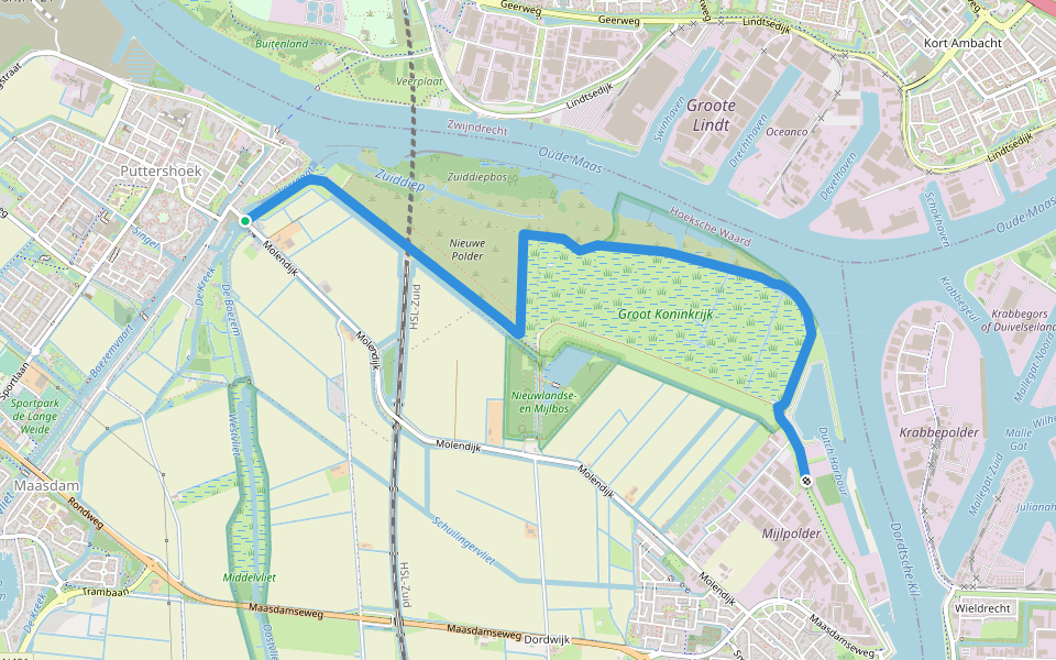 Groot Koninkrijkroute walking route map in Puttershoek