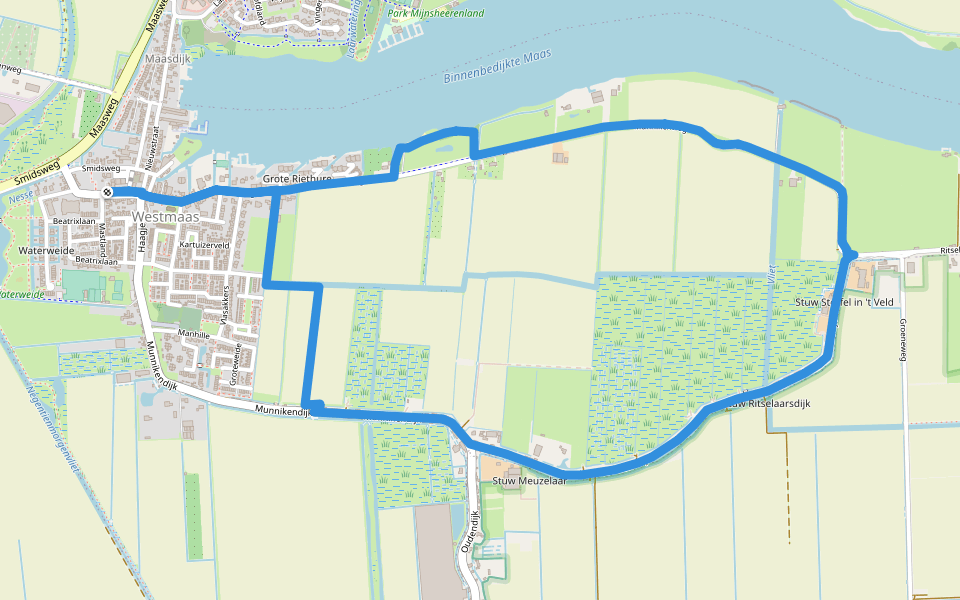 Ritselaarroute walking route map in Westmaas