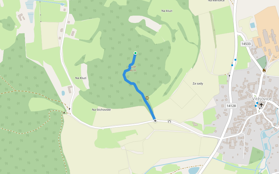 Odbočka na Osule walking route map in Vitějovice